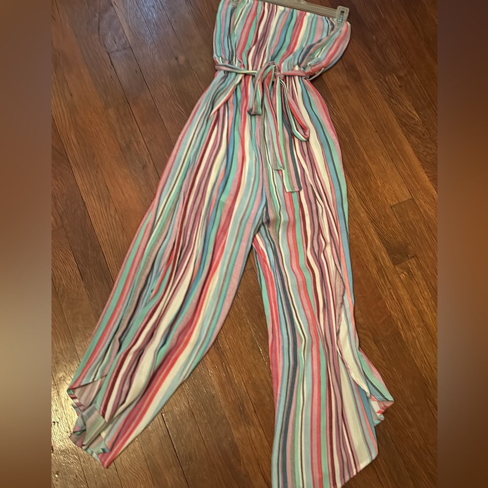 Strapless Striped Jumpsuit